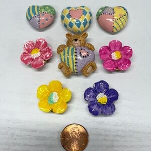 Hearts, Flowers, & Bear Button Covers
